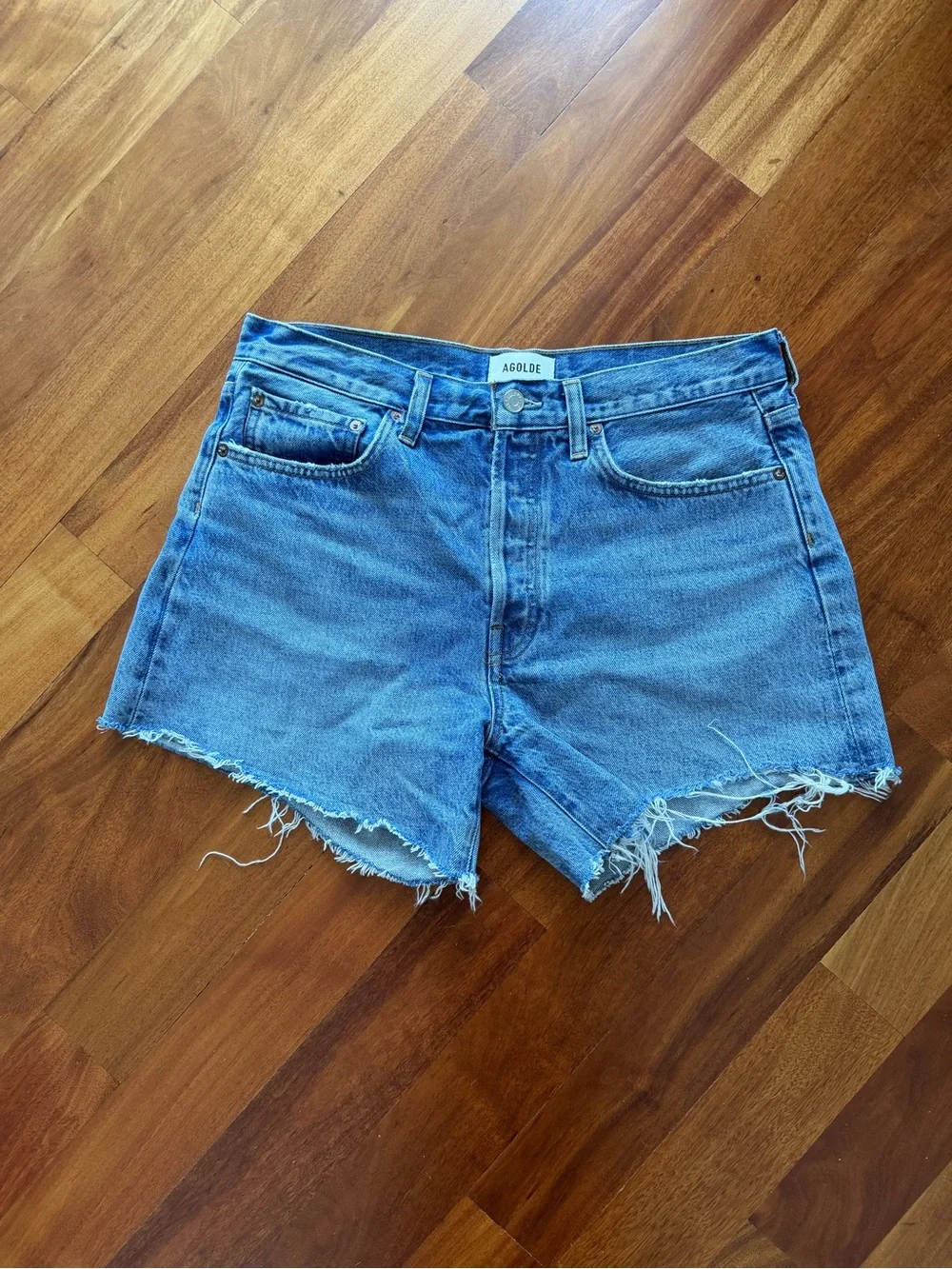 Parker Loose Fit Long Denim Cutoff Shorts